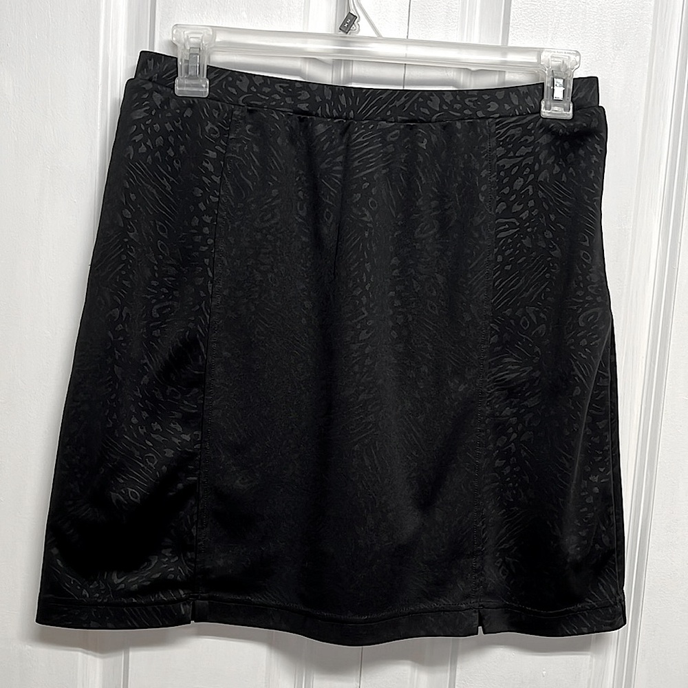 Monterey Club Black Abstract Print Zipper Pockets high Rise Skort Size L